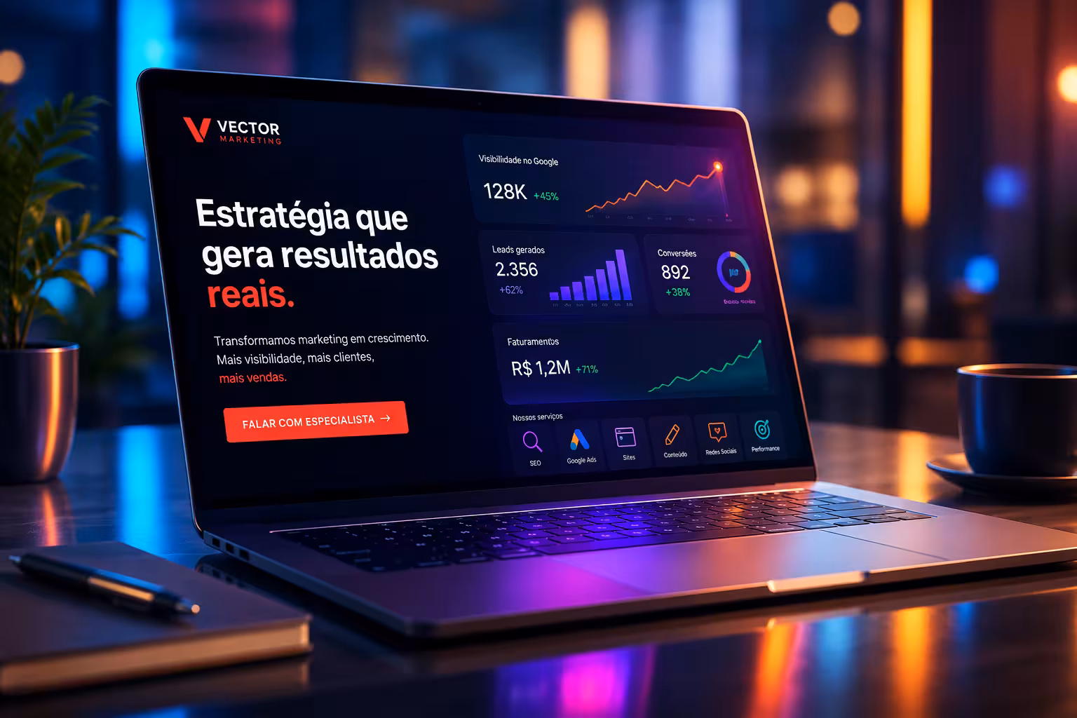 Agência de marketing digital com estratégia de SEO e performance
