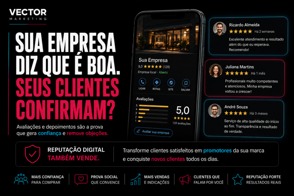 Avaliações de clientes para divulgar uma empresa