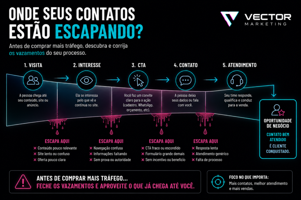 Funil de geração de contatos para pequenas empresas