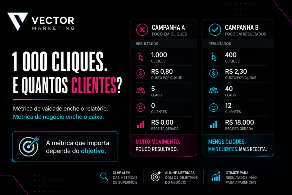 A métrica que importa depende do objetivo.