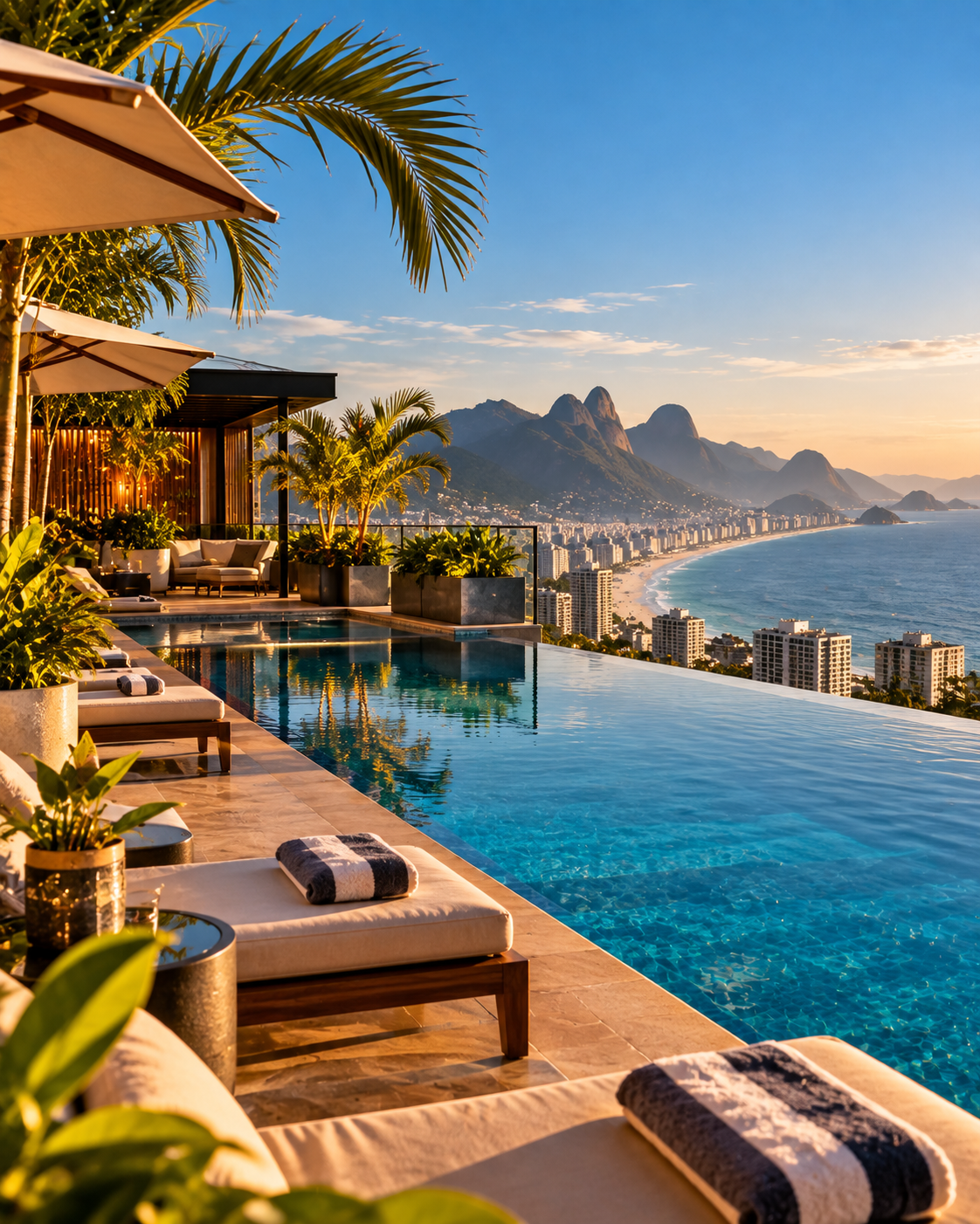 Hotel com piscina e vista para a orla do Rio de Janeiro