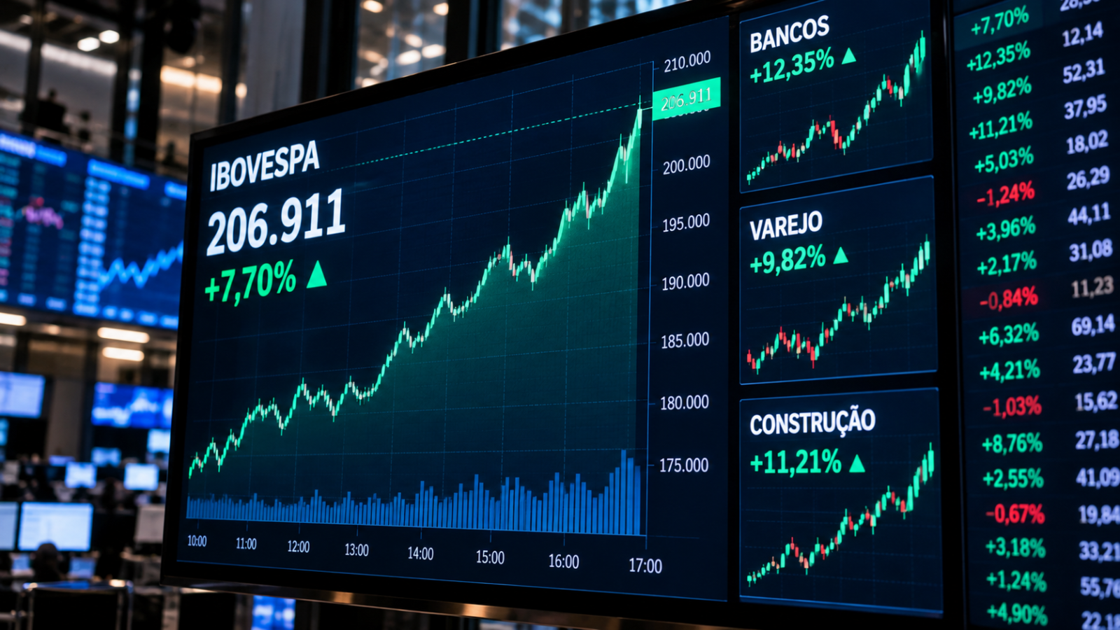 Bolsa depois da eleição sobe 7,70% com alta de bancos e varejistas